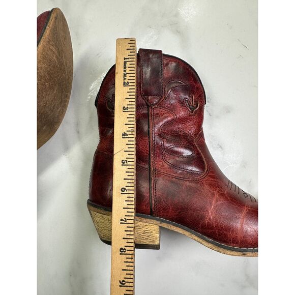 Dingo Adobe Rose Distressed Red Leather Short Western Cowboy Boots, Size 7 - Picture 14 of 14